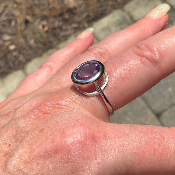 FACETED AMETHYST 925 STERLING SILVER RING, SIZE 8.5 - Picture 6 of 6
